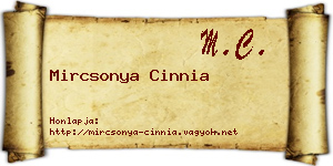 Mircsonya Cinnia névjegykártya